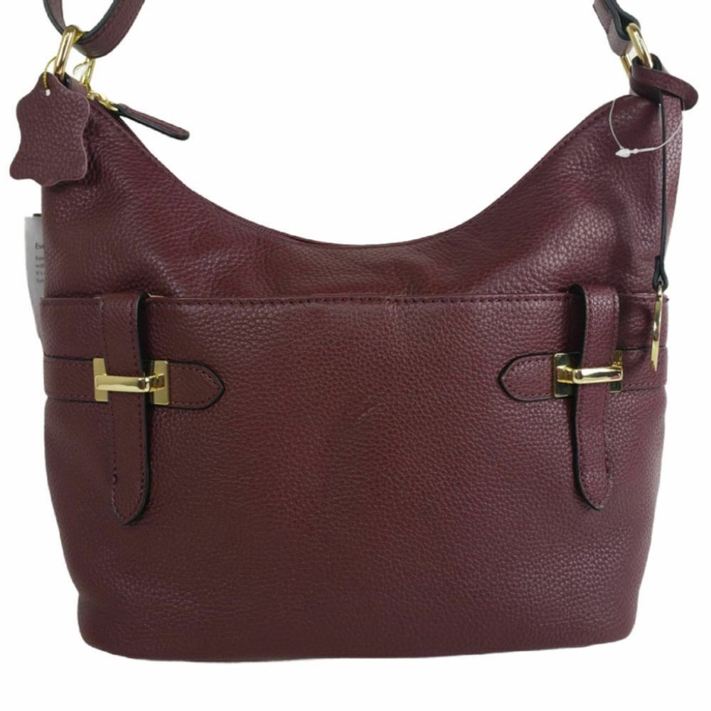 Giani Bernini Bridle Burgundy Wine Pebbled Leather Hobo/Shoulder Bag - Medium